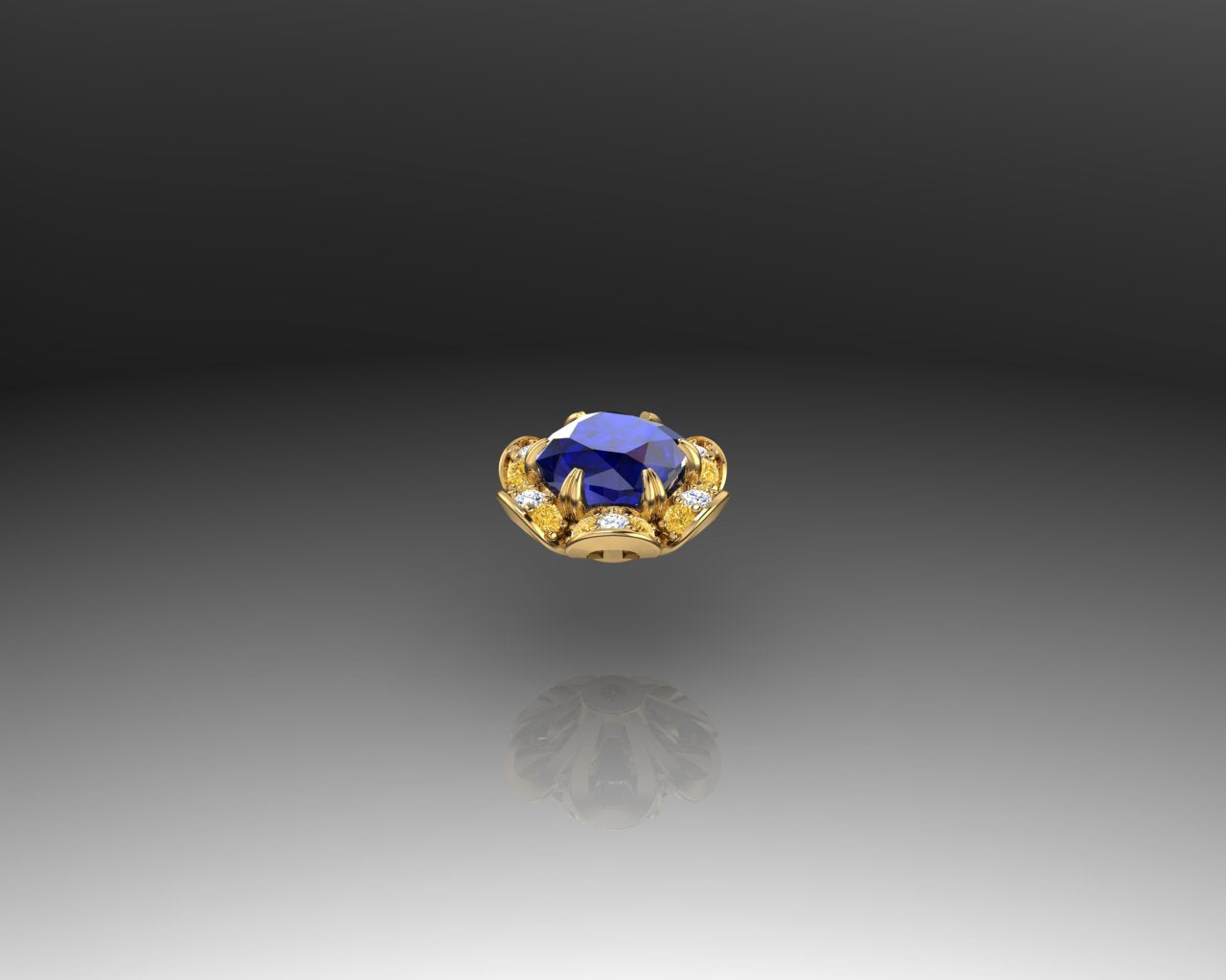 YELLOW GOLD SAPPHIRE DIAMOND PENDANT - Reigning Jewels Fine Jewelry 