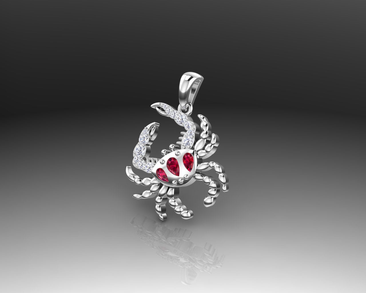 GOLD RUBY DIMAOND CRAB PENDANT - Reigning Jewels Fine Jewelry 
