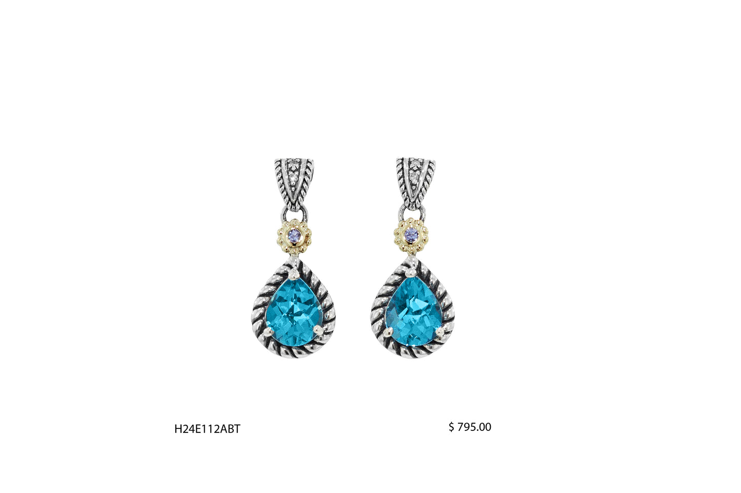 BLUE TOPAZ/SAPPHIRE/DIAMOND STERLING SILVER EARRINGS - Reigning Jewels Fine Jewelry 