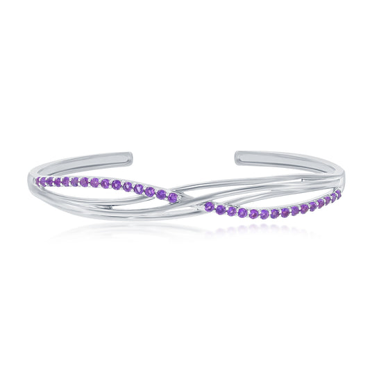 AMETHYST STERLING SILVER BANGLE - Reigning Jewels Fine Jewelry 