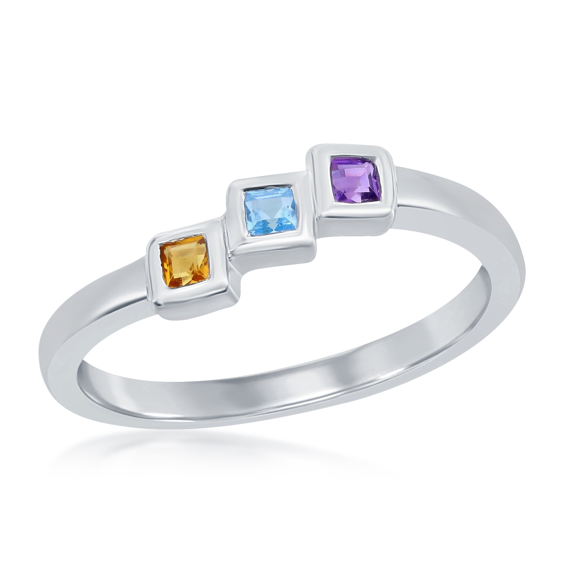 AMETHYST/CINTRINE/BLUE TOPAZ STERLING SILVER RING - Reigning Jewels Fine Jewelry 