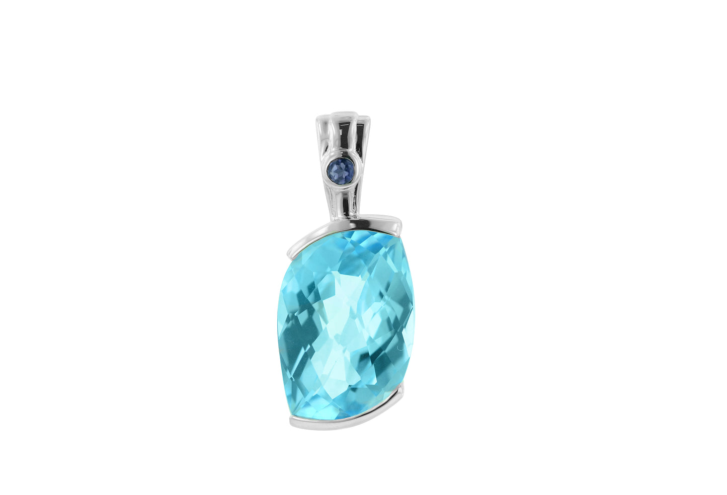 BLUE TOPAZ STERLING SILVER PENDANT - Reigning Jewels Fine Jewelry 