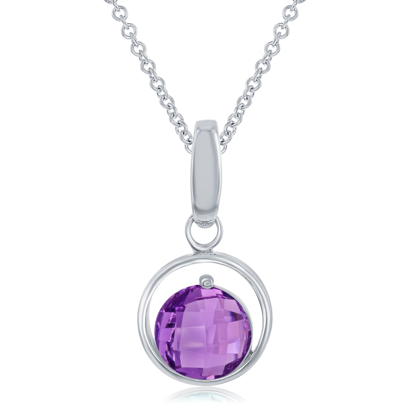 AMETHYST CRICLE STERLING SILVER PENDANT - Reigning Jewels Fine Jewelry 