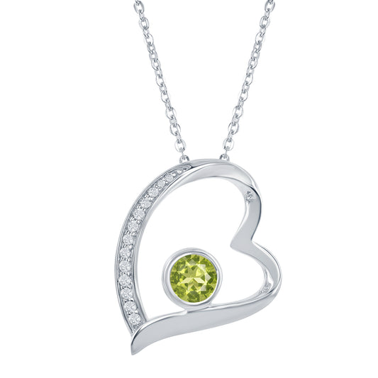 PERIDOT/TOPAZ HEART STERLING SLIVER NECKLACE - Reigning Jewels Fine Jewelry 