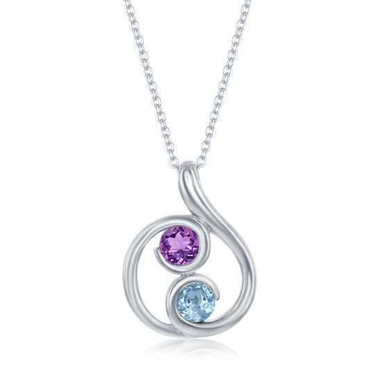 AMETHYST/BLUE TOPAZ STERLING SILVER NECKLACE - Reigning Jewels Fine Jewelry 