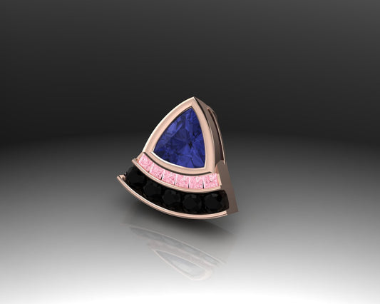 GOLD AMETHYST PINK SAPPHIRE BLACK DIAMOND PENDANT - Reigning Jewels Fine Jewelry 