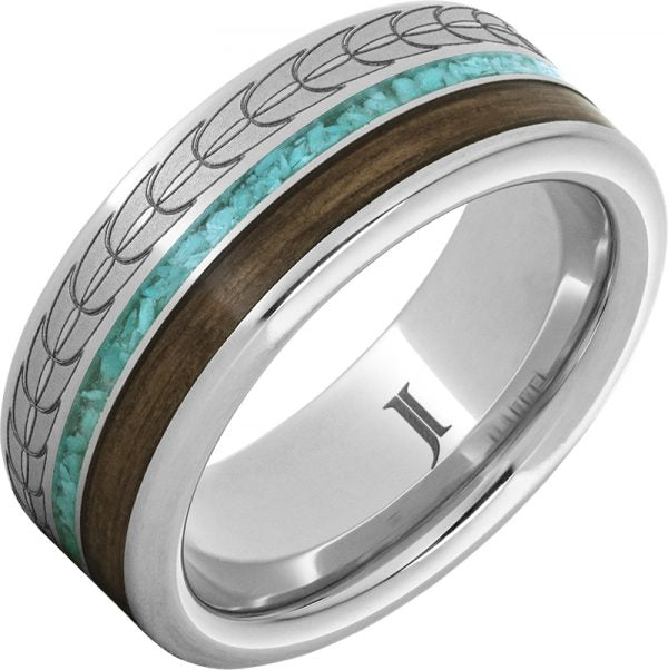 BARREL AGED™ SERINIUM® RING WITH TURQUOISE AND BOURBON INLAYS - Reigning Jewels Fine Jewelry 