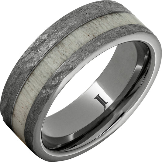 RUGGED TUNGSTEN™ MEN’S RING WITH ANTLER INLAY - Reigning Jewels Fine Jewelry 