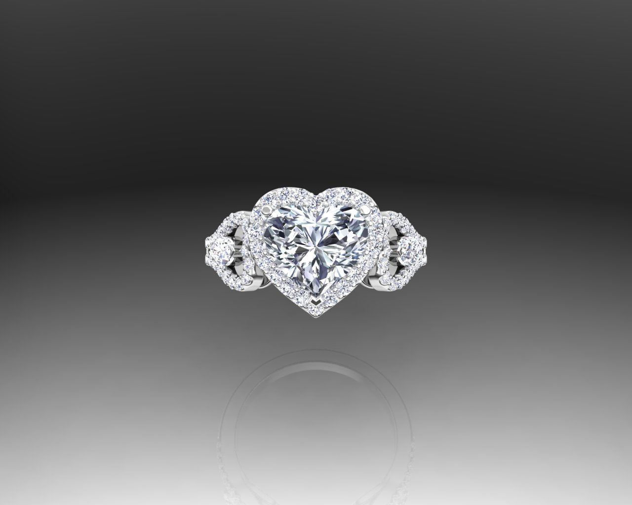 WHITE GOLD HEART DIAMOND ENGAGMENT RING - Reigning Jewels Fine Jewelry 