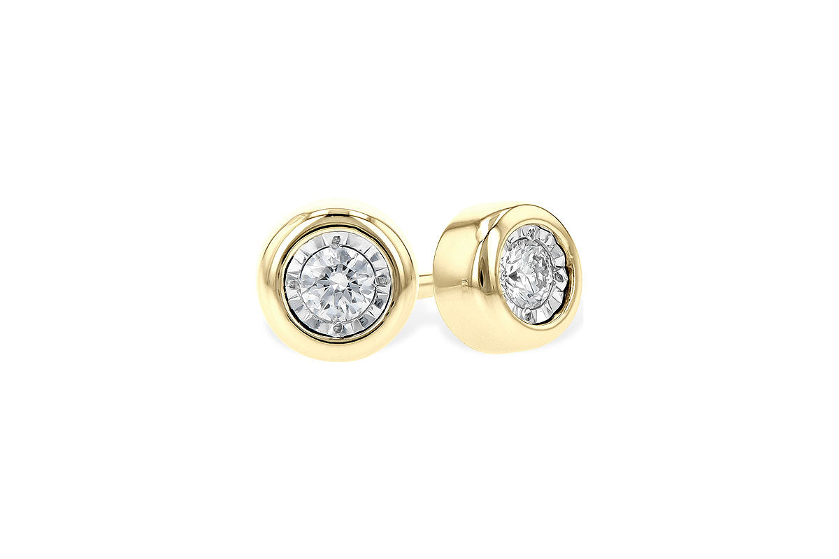 14K BEZEL DIAMOND 0.10 CT STUD EARRINGS - Reigning Jewels Fine Jewelry 