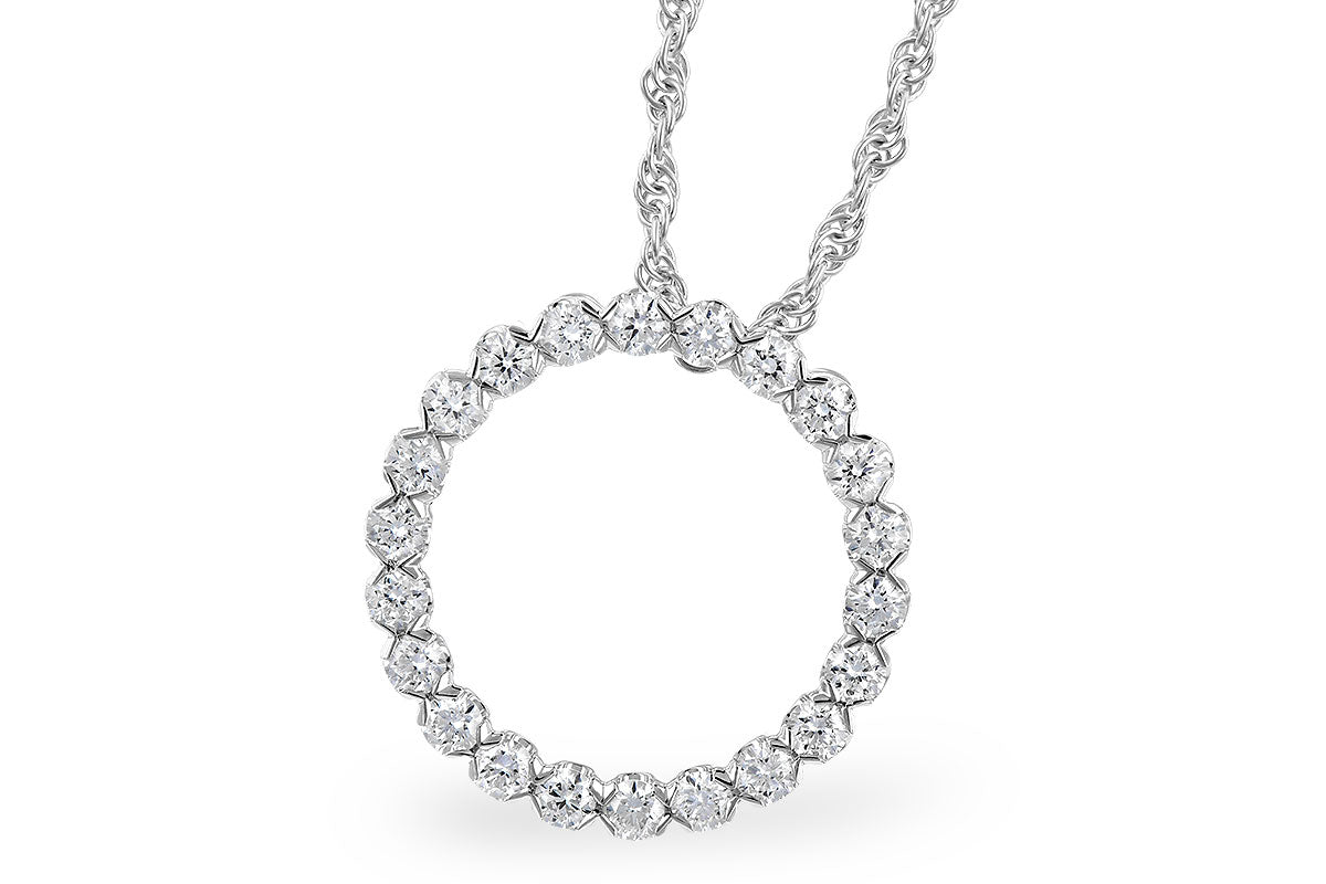 14K WHITE GOLD DIAMOND CIRCLE NECKLACE - Reigning Jewels Fine Jewelry 