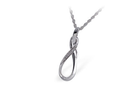 14K WHITE GOLD DIAMOND LOVE KNOT NECKLACE - Reigning Jewels Fine Jewelry 