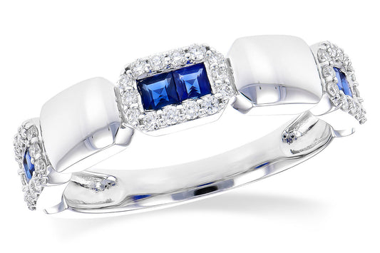 14K GOLD SAPPHIRE/DIAMOND WEDDING RING - Reigning Jewels Fine Jewelry 