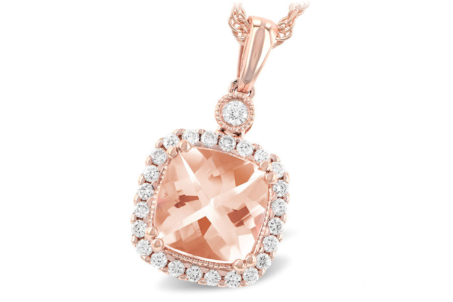 14K WHITE GOLD MORGANITE/DIAMOND PENDANT - Reigning Jewels Fine Jewelry 