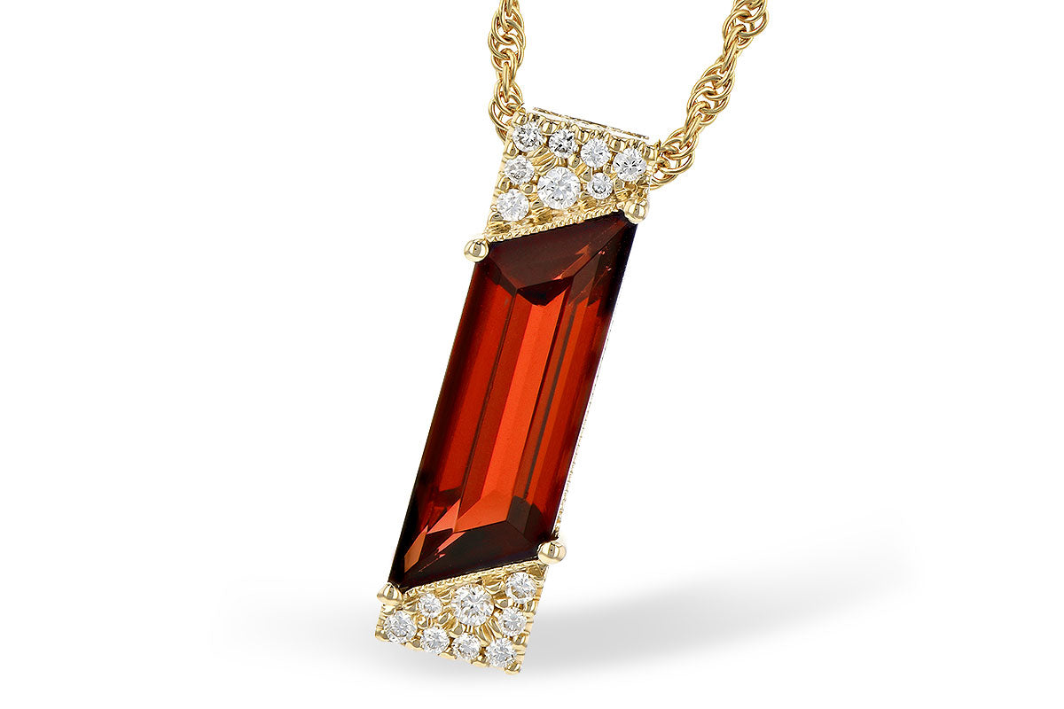 14K YELLOW GOLD GARNET/DIAMOND NECKLACE - Reigning Jewels Fine Jewelry 