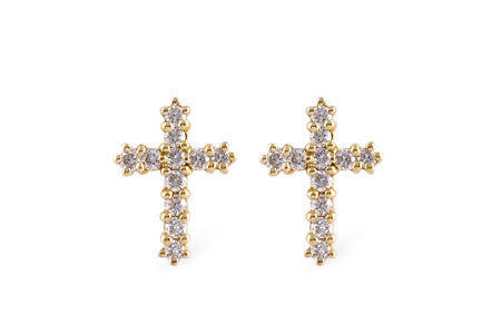 14K GOLD DIAMOND CROSS STUD EARRINGS - Reigning Jewels Fine Jewelry 