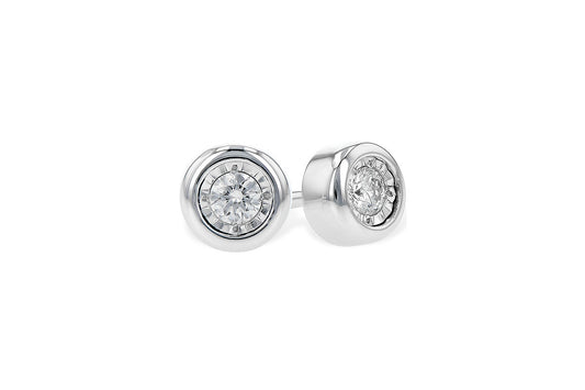 14K BEZEL DIAMOND 0.10 CT STUD EARRINGS - Reigning Jewels Fine Jewelry 