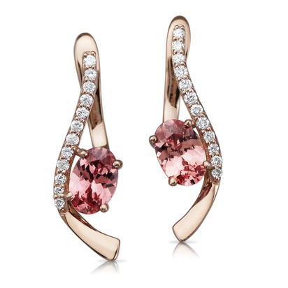 14K ROSE GOLD LOTUS GARNET/DIAMOND EARRINGS - Reigning Jewels Fine Jewelry 