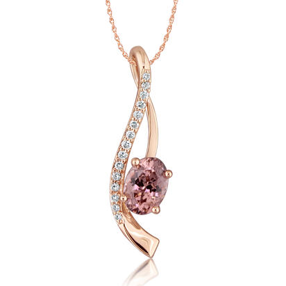 14K ROSE GOLD LOTUS GARNET/DIAMOND PENDANT - Reigning Jewels Fine Jewelry 