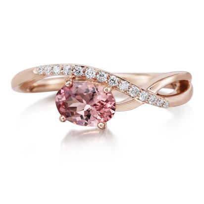 14K ROSE GOLD LOTUS GARNET/DIAMOND RING 'N' - Reigning Jewels Fine Jewelry 