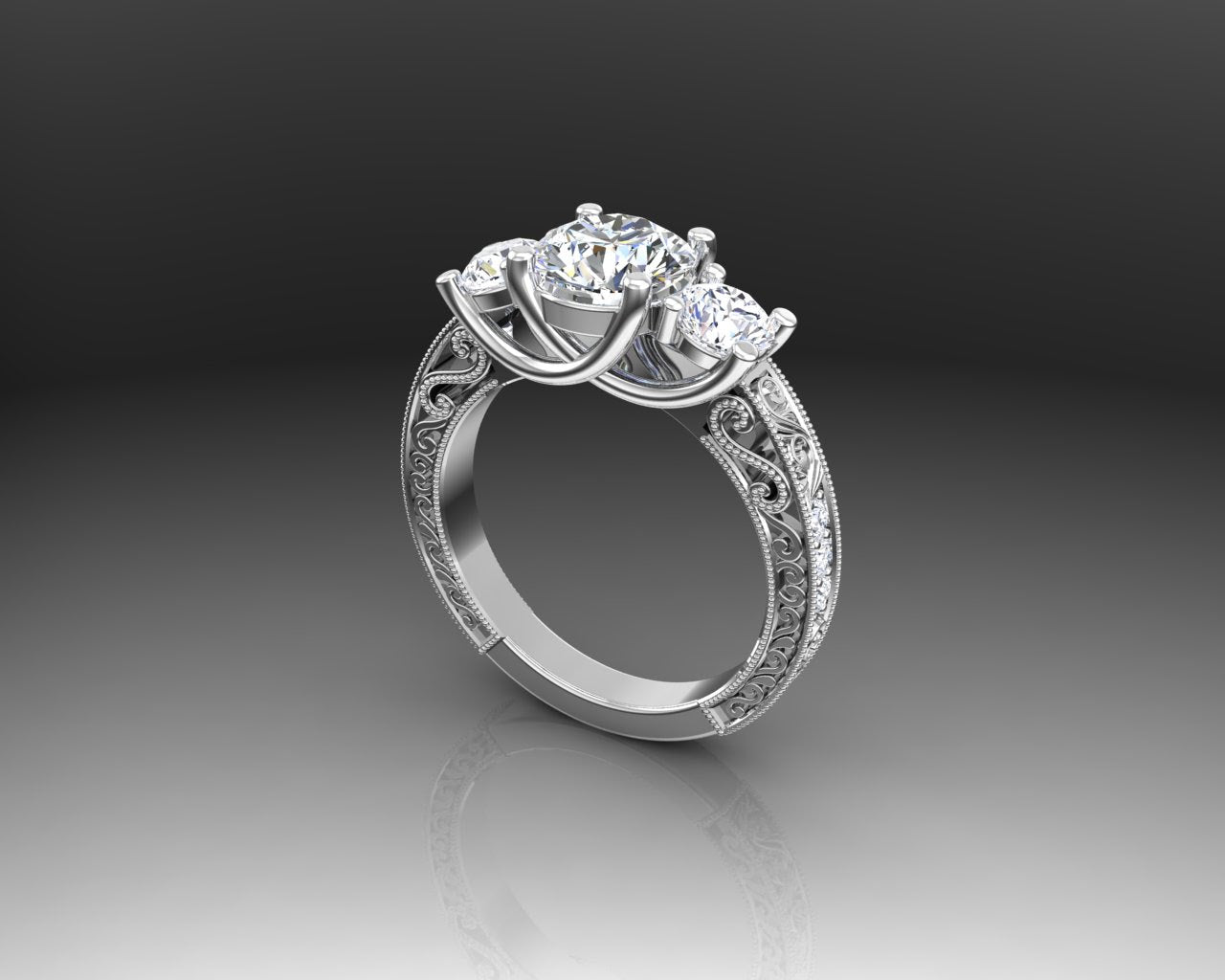 PAST PRESENT FUTURE GOLD DIAMOND ENGAGEMENT RING - Reigning Jewels Fine Jewelry 
